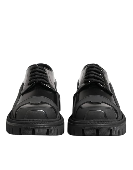 Dolce & Gabbana Zwarte Patenten Leren Trekking Derby Shoes - Image 2