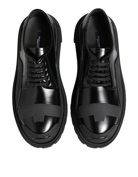 Dolce & Gabbana Zwarte Patenten Leren Trekking Derby Shoes - Image 3