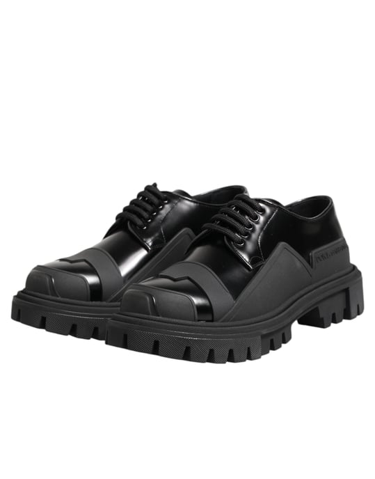 Dolce & Gabbana Zwarte Patenten Leren Trekking Derby Shoes - Image 4