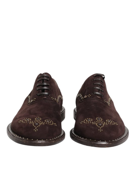 Dolce & Gabbana Bruine Velours Veterschoenen - Image 2
