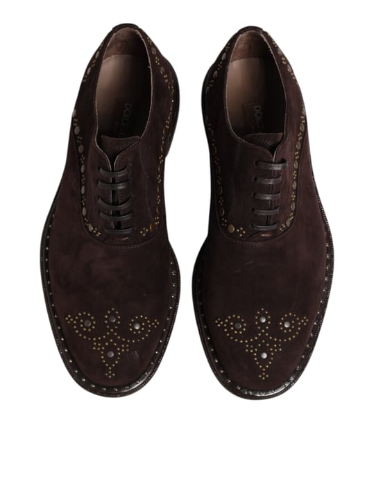 Dolce & Gabbana Bruine Velours Veterschoenen - Image 3