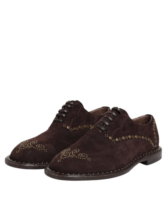 Dolce & Gabbana Bruine Velours Veterschoenen - Image 4