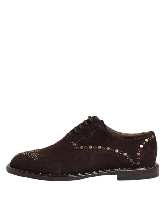 Dolce & Gabbana Bruine Velours Veterschoenen - Image 6
