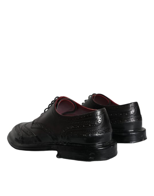 Dolce & Gabbana Svarta Läder Oxford Wingtip Formella Herrskor - Image 4