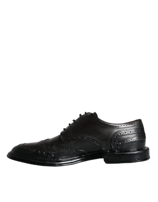Dolce & Gabbana Svarta Läder Oxford Wingtip Formella Herrskor - Image 5