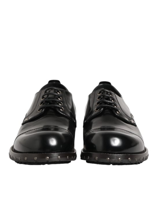 Dolce & Gabbana Zwarte Leren Gestifte Formele Derby Schoenen voor Mannen - Image 3