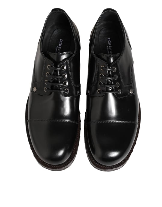 Dolce & Gabbana Zwarte Leren Gestifte Formele Derby Schoenen voor Mannen - Image 4