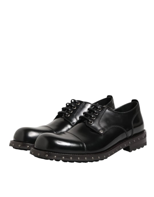 Dolce & Gabbana Zwarte Leren Gestifte Formele Derby Schoenen voor Mannen - Image 5