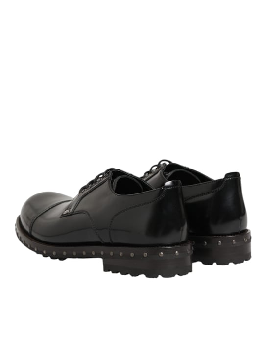 Dolce & Gabbana Zwarte Leren Gestifte Formele Derby Schoenen voor Mannen - Image 6