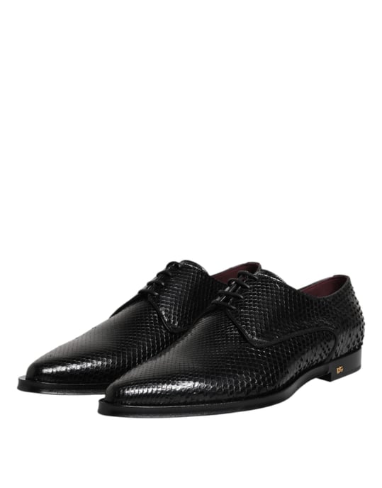 Dolce & Gabbana Zwarte Leren Veterschoenen Heren Derby Shoes - Image 4