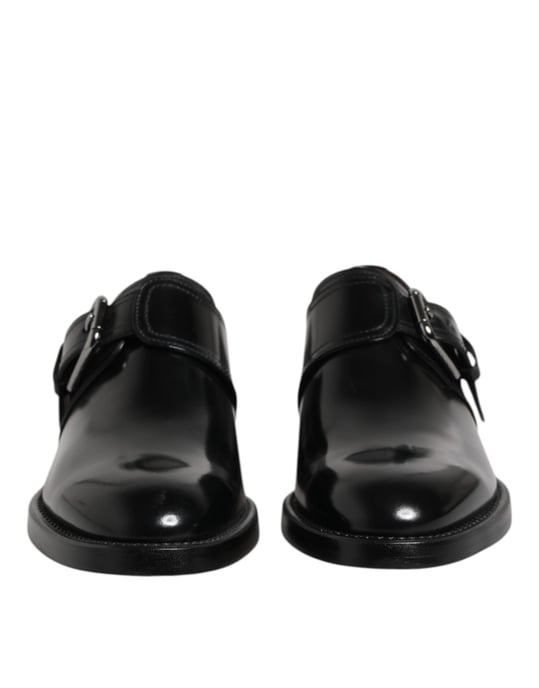 Dolce & Gabbana Zwarte Leren Monk Strap Derby Formele Schoenen - Image 2