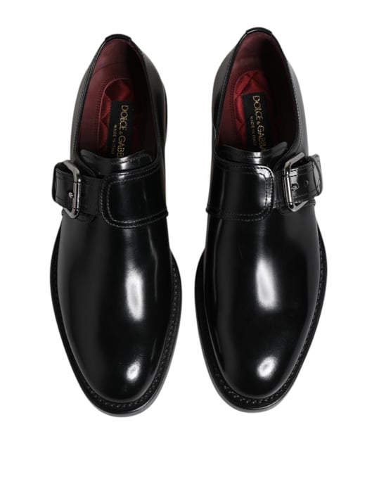 Dolce & Gabbana Zwarte Leren Monk Strap Derby Formele Schoenen - Image 3