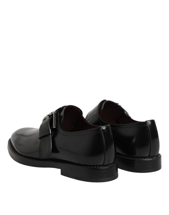 Dolce & Gabbana Zwarte Leren Monk Strap Derby Formele Schoenen - Image 5