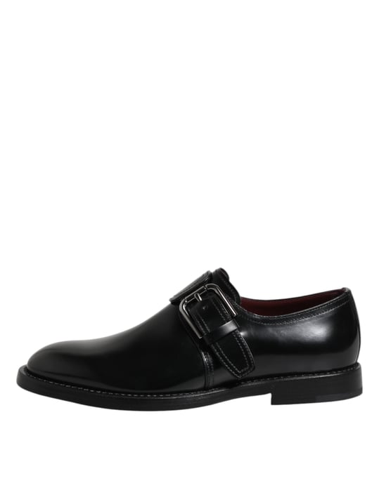 Dolce & Gabbana Zwarte Leren Monk Strap Derby Formele Schoenen - Image 6