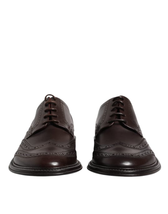 Dolce & Gabbana Bruine Leren Derby Wingtip Veterschoenen voor Formele Kleding - Image 2