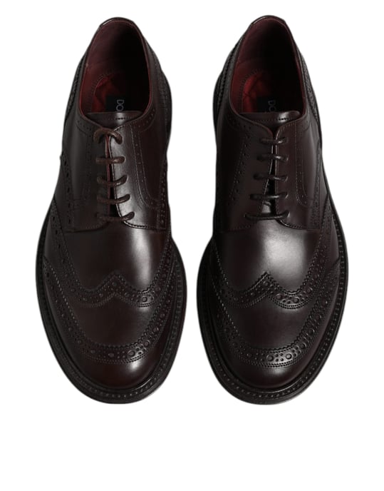 Dolce & Gabbana Bruine Leren Derby Wingtip Veterschoenen voor Formele Kleding - Image 3