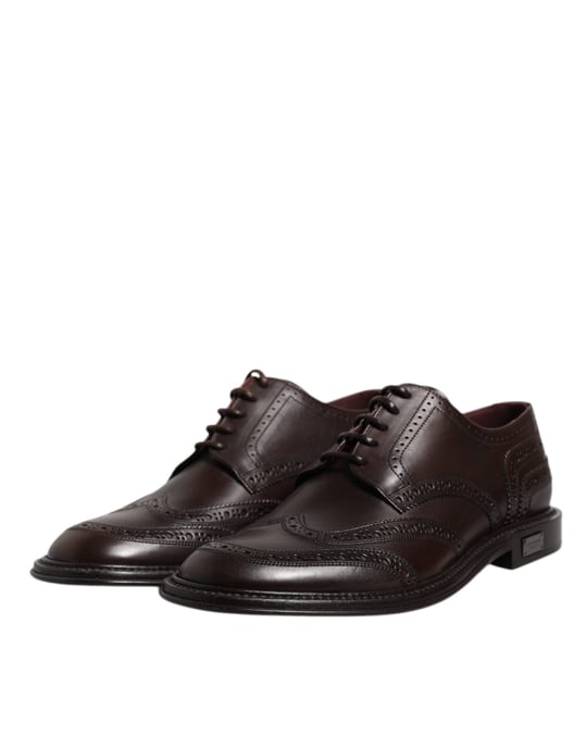 Dolce & Gabbana Bruine Leren Derby Wingtip Veterschoenen voor Formele Kleding - Image 4