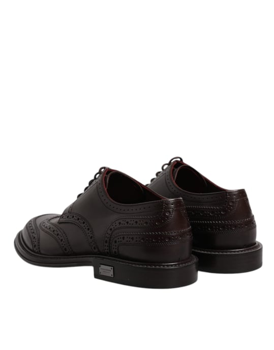 Dolce & Gabbana Bruine Leren Derby Wingtip Veterschoenen voor Formele Kleding - Image 5