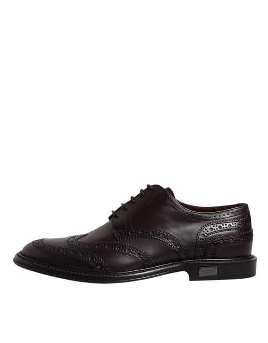 Dolce & Gabbana Bruine Leren Derby Wingtip Veterschoenen voor Formele Kleding - Image 6