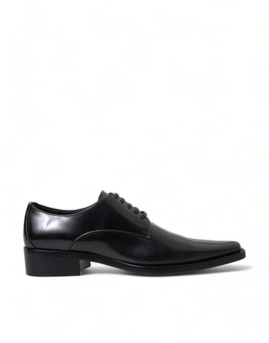 Dolce & Gabbana Svart Läder Snörade Formella Lägenhetsskor - Image 1