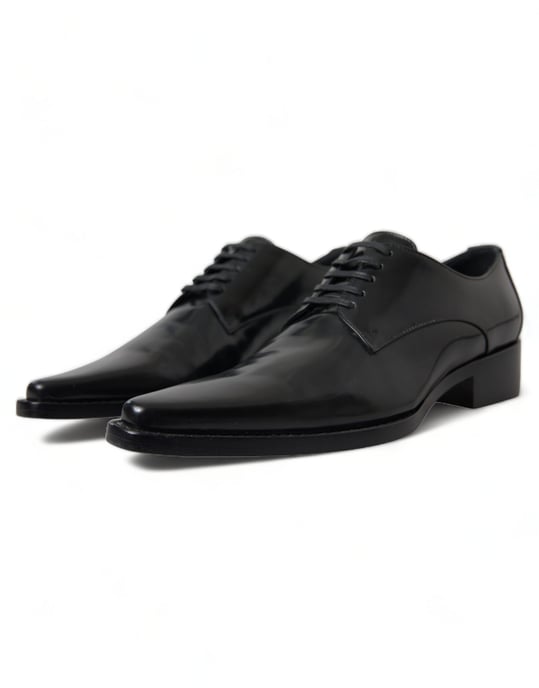 Dolce & Gabbana Svart Läder Snörade Formella Lägenhetsskor - Image 3