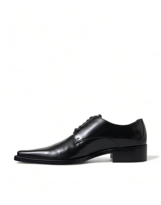 Dolce & Gabbana Svart Läder Snörade Formella Lägenhetsskor - Image 5
