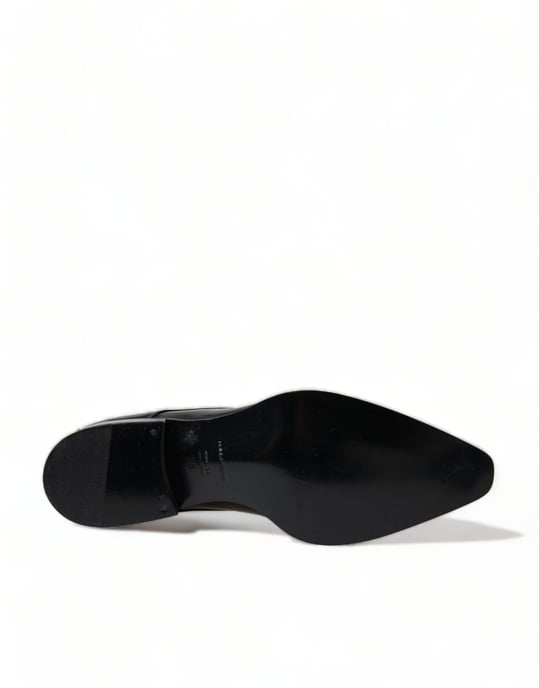 Dolce & Gabbana Svart Läder Snörade Formella Lägenhetsskor - Image 6
