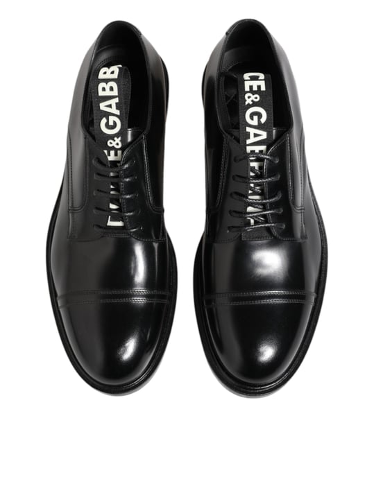 Dolce & Gabbana Zwarte Leren Dress Lace Up Heren Formele Schoenen - Image 3