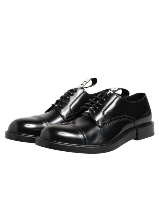 Dolce & Gabbana Zwarte Leren Dress Lace Up Heren Formele Schoenen - Image 4