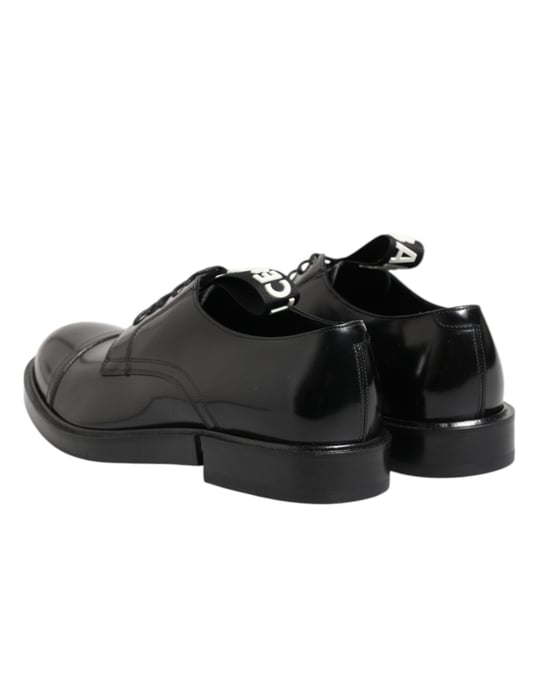 Dolce & Gabbana Zwarte Leren Dress Lace Up Heren Formele Schoenen - Image 5