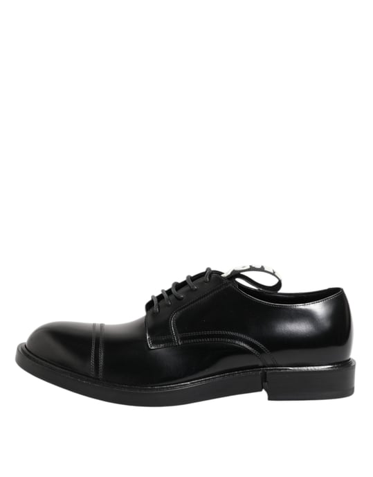 Dolce & Gabbana Zwarte Leren Dress Lace Up Heren Formele Schoenen - Image 6