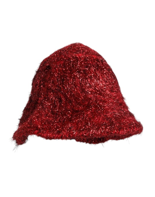 Dolce & Gabbana Rode Viscose Tinsel Brede Rand Bucket Hat - Image 2