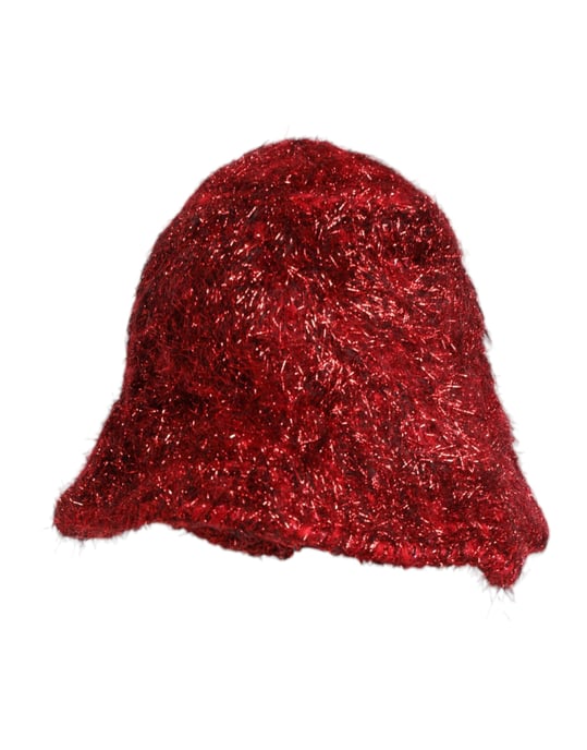 Dolce & Gabbana Rode Viscose Tinsel Brede Rand Bucket Hat - Image 3