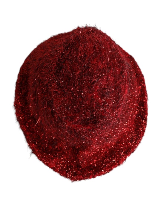 Dolce & Gabbana Rode Viscose Tinsel Brede Rand Bucket Hat - Image 4