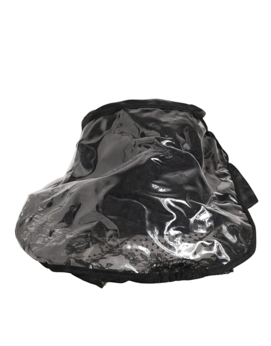Dolce & Gabbana Zwarte PVC Brede Rand Mannen Bucket Capello Hoed - Image 2