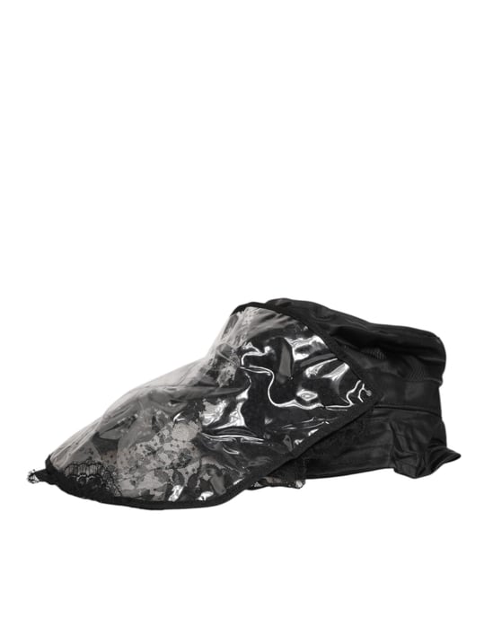 Dolce & Gabbana Zwarte PVC Brede Rand Mannen Bucket Capello Hoed - Image 3