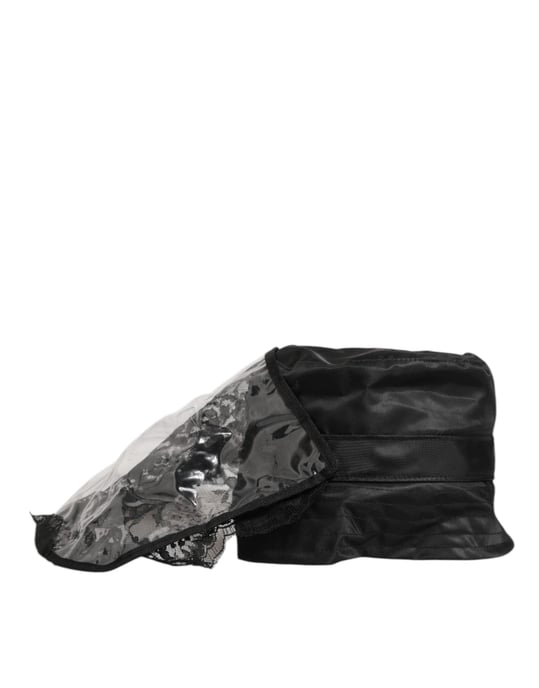 Dolce & Gabbana Zwarte PVC Brede Rand Mannen Bucket Capello Hoed - Image 4
