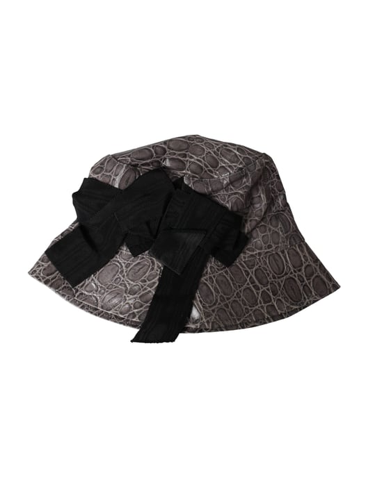 Dolce & Gabbana Zwarte Grijze Geprint Leren Bucket Hat - Image 6