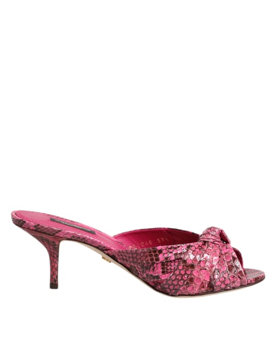 Dolce & Gabbana Roze Leren Hakken Slides Sandalen Schoenen - Image 1