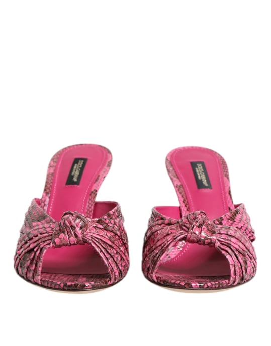 Dolce & Gabbana Roze Leren Hakken Slides Sandalen Schoenen - Image 2
