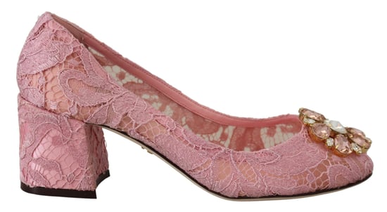 Dolce & Gabbana Roze Taormina Kant Kristal Hakken Pastel Schoenen - Image 1