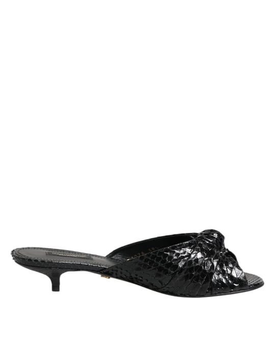 Dolce & Gabbana Zwarte Leren Hakken Slides Sandalen Schoenen - Image 1