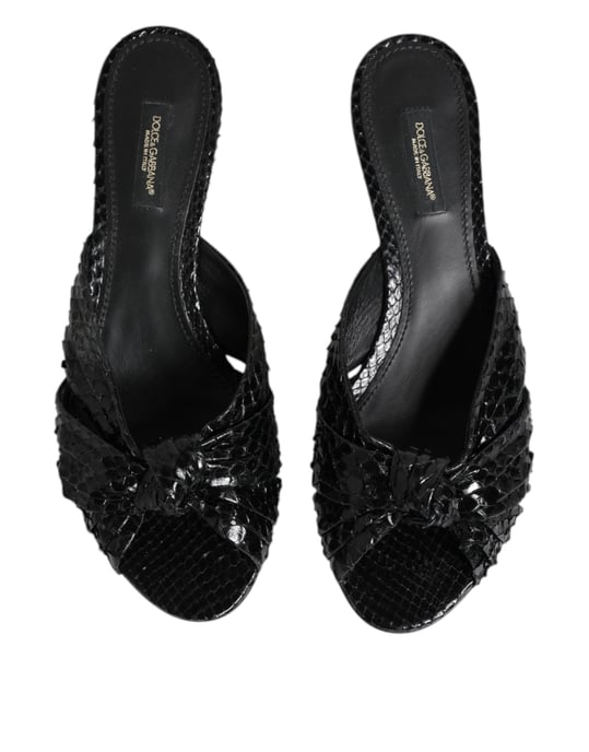 Dolce & Gabbana Zwarte Leren Hakken Slides Sandalen Schoenen - Image 3