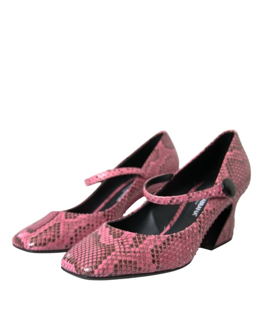 Dolce & Gabbana Roze Python Leren Mary Jane Hakken Schoenen - Image 3