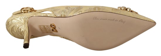 Dolce & Gabbana Gold Crystal Slingbacks Pumps Heels Shoes - Image 4