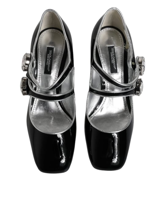 Dolce & Gabbana Zwarte Patentleren Kristallen Mary Jane Pumps Schoenen - Image 3