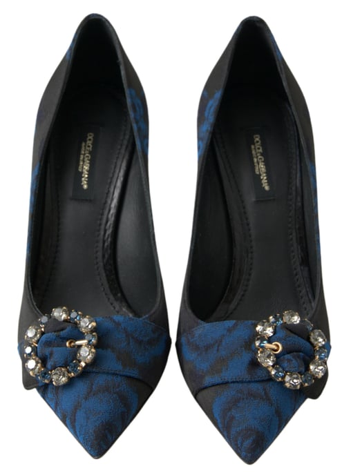 Dolce & Gabbana Blauwe Bloemige Ayers Kristallen Pumpschoenen - Image 3