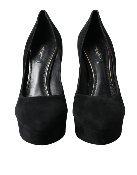 Dolce & Gabbana Zwarte Suede Leren Plateauschoen Hakken - Image 2