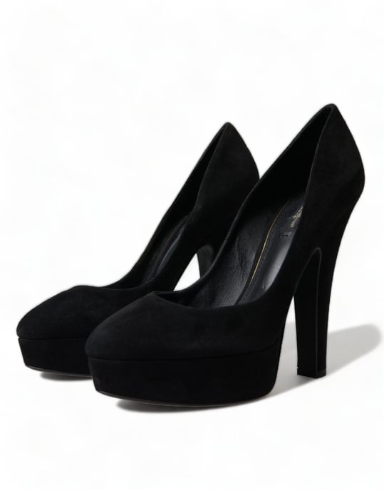 Dolce & Gabbana Zwarte Suede Leren Plateauschoen Hakken - Image 3