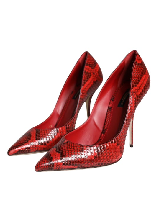 Dolce & Gabbana Rode Leren Stiletto Hakken Pumps Schoenen - Image 3